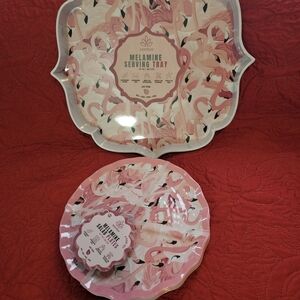 Scorpio Pink Flamingo Melamine Serving Tray Set